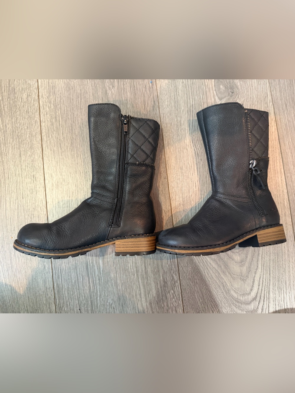 Clarks Black Quilted Shaft Leather Kids' Boot